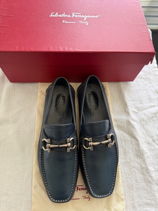 Salvatore Ferragamo Other - Salvatore Ferragamo Navy Leather Bit-Detail Loafers